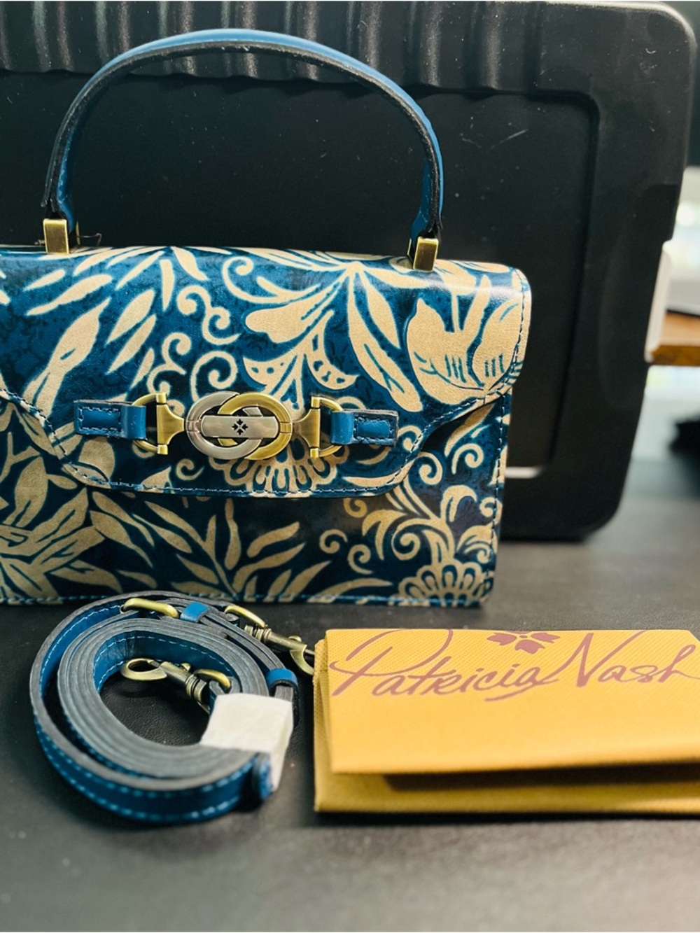 Patricia Nash Greek Floral Print Leather Porcili Satchel/Crossbody NWT. - Picture 6 of 15